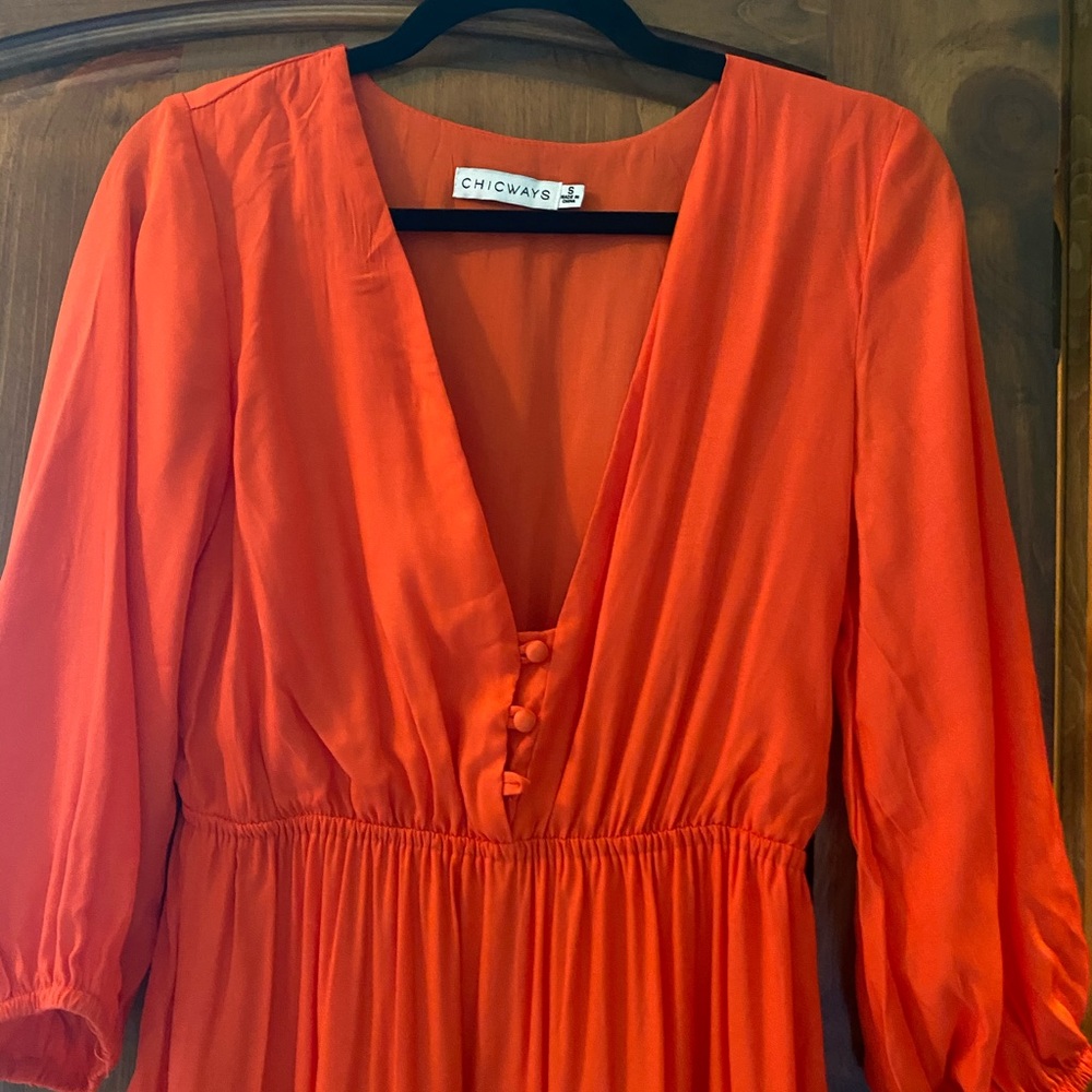 Orange Maxi Dress (Missing Button) - image 5
